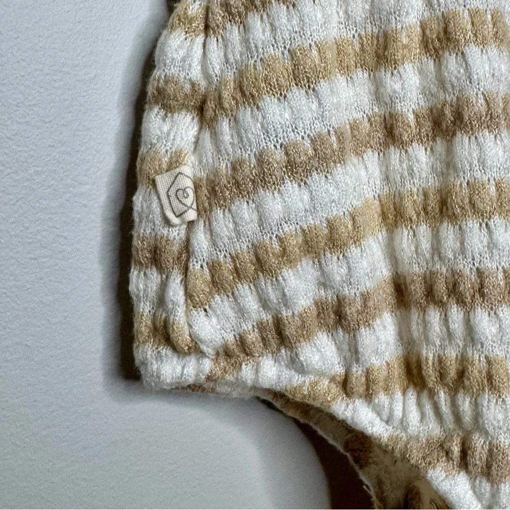 Striped Cream and White Kids One Piece